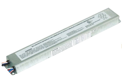 Works with or without an AC ballast to convert new or existing fluorescent fixtures in to unobtrusive emergency lighting.
Operates one or two lamps in the emergency mode for a minimum of 90-minutes.
Provides a maximum initial lumen output of 1400 lumens.
Dual 120/277 voltage.
Charge rate/power “ON” LED indicator light and push-to-test switch for mandated code compliance testing.
12V long life, maintenance-free, rechargeable sealed NiCd battery.
Internal solid-state transfer switch automatically connects the internal battery to fluorescent lamp for minimum
90-minute emergency illumination.
Fully automatic solid-state, two rate charger initiates battery charging to recharge a discharged battery in 24 hours.
Time delay enhancement to overcome end-of-life circuit protection.
Suitable for installation inside, on top or in remote* of the fixture.
Can be used in both switched and unswitched fixtures.
UL Listed for factory or field installation.
