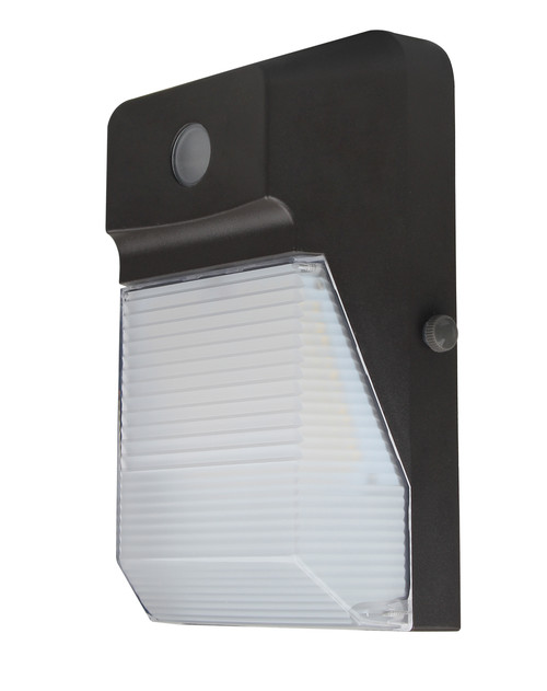 The LEDWPPCSNF wall pack is an economical solution for outdoor perimeter and area lighting. With a built-in photocell, a die cast aluminum housing, and a frosted, polycarbonate lens, the LEDWPPCSN is a versatile and durable outdoor luminaire. High-efficacy, long-life LEDs provide both energy and maintenance cost savings compared to traditional, HID wall packs.

▪ Available in 3000k (warm white), 4000k (neutral white) and 5000k (cool white) color temperatures.*
▪ Long-life LEDs provide 63,000 hours of operation with at least 70% of initial lumen output (L70).**
▪ Provides 2,381 lumens and 121 lumens per watt (LPW) at 3000k; 2,393 lumens and 123 LPW at 4000k; and 2,472 lumens and 126 LPW at 5000k.*
▪ Frosted lens provides uniform illumination with no visible LED pixilation.
▪ Universal 120-277 AC voltage (50-60Hz) is standard.
▪ Standard photocell (120-277V).
▪ Power factor > 0.90.
▪ Total harmonic distortion < 20%.
▪ Color rendering index > 80.
▪ Die cast aluminum housing with durable, dark bronze, powder coat paint.
▪ Polycarbonate lens is sealed and gasketed to prevent leaks.
▪ Easy installation in new construction or retrofit.