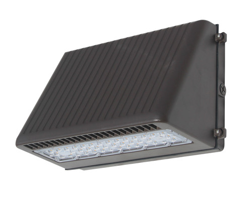 LED FULL-CUTOFF WALL PACK 80 WATTS 4000K & 5000K - The LEDWPFC Series is a rugged, durable LED wall pack that provides full cutoff (i.e., zero uplight and low glare at high angles). It is perfect for outdoor perimeter and area lighting, especially in settings required dark-sky compliance. With a die cast aluminum housing and a polycarbonate lens, the LEDWPFC Series will stand up to many years of punishing environmental conditions. High-efficacy, long-life LEDs provide both energy and maintenance cost savings compared to traditional, HID wall packs.

▪ Available in 4000k (neutral white) and 5000k (cool white) color temperatures.*
▪ Long-life LEDs provide 76,000 hours of operation with at least 70% of initial lumen output (L70).**
▪ LEDWPJ50 provides 5,656 lumens and 120 lumens per watt (LPW) at 4000k, or 5,798 lumens and 123 LPW at 5000k.*
▪ LEDWPJ80 provides 8,789 lumens and 113 LPW at 4000k, or 9,128 lumens and 117 LPW at 5000k.*
▪ Full cutoff (zero lumens above the 90, horizontal plane, and low glare in the 80 to 90 plane). BUG uplight rating is U0.
▪ Uniform illumination with no visible LED pixilation.
▪ Universal 120-277 AC voltage (50-60Hz) is standard.
▪ 0-10vdc dimming capability is standard on LEDWPJ80.
▪ Power factor > 0.90.
▪ Total harmonic distortion < 20%.
▪ Color rendering index > 80.
▪ Die cast aluminum housing with durable, dark bronze, powder coat paint.
▪ Polycarbonate lens with seamless, silicone gasket to prevent leaks.
▪ Easy installation in new construction or retrofit.