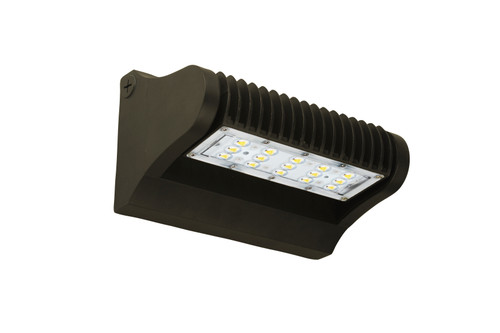 LED ADJUSTABLE WALL PACK 40 WATTS 4000K & 5000K - The LEDWPA Series is a rugged, durable LED wall pack that provides full adjustability of the LED module, so light can be focused up, down, or anything in between. It is perfect for outdoor perimeter and area lighting. With a die cast aluminum housing and a polycarbonate lens, the LEDWPA Series will stand up to many years of punishing environmental conditions. High-efficacy, long-life LEDs provide both energy and maintenance cost savings compared to traditional, HID wall packs.

▪ Available in 4000k (neutral white) and 5000k (cool white) color temperatures.*
▪ Long-life LEDs provide 61,000 hours of operation with at least 70% of initial lumen output (L70).**
▪ LEDWPA25 provides 3,325 lumens and 133 lumens per watt (LPW) at 4000k, or 3,280 lumens and 131 LPW at 5000k.*
▪ LEDWPA40 provides 5,238 lumens and 131 LPW at 4000k, or 5,131 lumens and 128 LPW at 5000k.*
▪ Uniform illumination with no visible LED pixilation.
▪ Universal 120-277 AC voltage (50-60Hz) is standard.
▪ Power factor > 0.90.
▪ Total harmonic distortion < 20%.
▪ Color rendering index > 70.
▪ Die cast aluminum housing with durable, dark bronze, powder coat paint.
▪ Polycarbonate lens with seamless, silicone gasket to prevent leaks.
▪ Easy installation in new construction or retrofit.