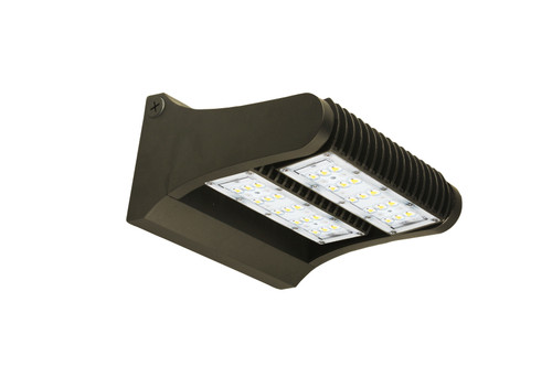 LED ADJUSTABLE WALL PACK 80 WATTS 4000K & 5000K - The LEDWPA Series is a rugged, durable LED wall pack that provides full adjustability of the LED module, so light can be focused up, down, or anything in between. It is perfect for outdoor perimeter and area lighting. With a die cast aluminum housing and a polycarbonate lens, the LEDWPA Series will stand up to many years of punishing environmental conditions. High-efficacy, long-life LEDs provide both energy and maintenance cost savings compared to traditional, HID wall packs.

▪ Available in 4000k (neutral white) and 5000k (cool white) color temperatures.*
▪ Long-life LEDs provide 61,000 hours of operation with at least 70% of initial lumen output (L70).**
▪ LEDWPA60 provides 7,809 lumens and 128 lumens per watt (LPW) at 4000k, or 7,854 lumens and 129 LPW at 5000k.*
▪ LEDWPA80 provides 10,598 lumens and 134 LPW at both 4000k and 5000k.*
▪ Uniform illumination with no visible LED pixilation.
▪ Universal 120-277 AC voltage (50-60Hz) is standard.
▪ Power factor > 0.90.
▪ Total harmonic distortion < 20%.
▪ Color rendering index > 70.
▪ Die cast aluminum housing with durable, dark bronze, powder coat paint.
▪ Polycarbonate lens with seamless, silicone gasket to prevent leaks.
▪ Easy installation in new construction or retrofit.