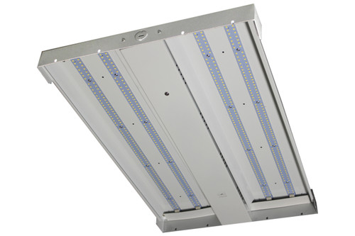 The LEDHB-WN series is a premium-performance, LED high bay luminaire. It is designed to illuminate a wide variety of settings, including commercial, industrial & retail settings such as warehouses, manufacturing plants, sporting venues and big-box retailers. With a painted, steel housing, the LEDHB-WN provides high levels of durability and performance. High-efficacy, long-life LEDs provide both energy and maintenance cost savings compared to traditional, HID high bays.

▪ Available in 4000k (neutral white) and 5000k (cool white) color temperatures.*
▪ Long-life LEDs provide 109,000 hours of operation with at least 70% of initial lumen output (L70).**
▪ The 100W model delivers 13,634 lumens (136 lumens per watt, LPW) at 4000k, and 13,709 lumens (137 LPW) at 5000k.*
▪ The 150W model delivers 20,482 lumens (137 LPW) at 4000k, and 20,603 lumens (137 LPW) at 5000k.*
▪ The 200W model delivers 27,687 lumens (141 LPW) at 4000k, and 27,736 lumens (142 LPW) at 5000k.*
▪ Universal 120-347 AC voltage (50-60Hz) is standard.
▪ 0-10vdc dimming drivers are standard.
▪ Power factor > 0.90.
▪ Total harmonic distortion < 20%.
▪ Color rendering index > 80.
▪ Painted steel housing.
▪ Easy installation in new construction or retrofit.
▪ Chain-mount kits (includes v-hooks and ⅛” thick, 1-meter long chain) are standard.
▪ Options include lenses (clear & diffused), wire-guard kits, pendant-mounting kits, and cable-mounting kits.