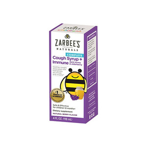 Zarbee'S Naturals  Children'S Complete Daytime Cough Syrup + Immune With Dark Honey & Elderberry, Natural Berry Flavor 4 Oz