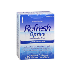 Refresh Optive Lubricant Eye Drops Long-Lasting Hydration Single Use Containers 30 Ea