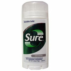 Sure Invisible Solid Antiperspirant & Deodorant, Unscented - 2.6 Oz