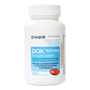 Major Dok Stool Softener Laxative Softgels 100 Mg - 100 Count