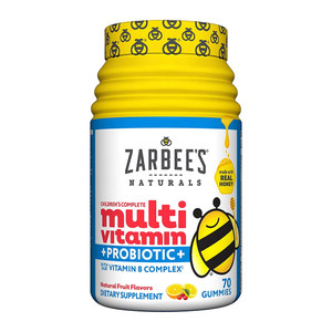 Zarbee'S Naturals Children'S Complete Multivitamin + Probiotic Gummies, Natural Fruit Flavors - 70 Gummies