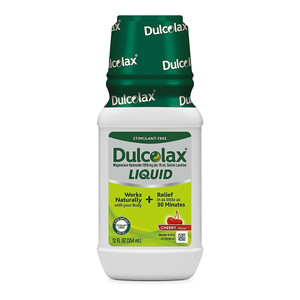 Dulcolax Liquid Laxative, Stimulant Free For Comfortable Relief, Cherry Flavor, White, 12 Fl Oz