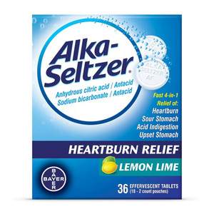 Alka Seltzer Antacid & Pain Relief Lemon Lime Tablets - 36 Ct