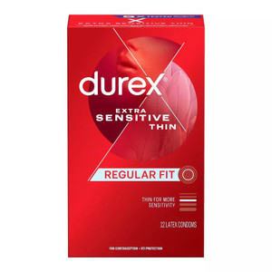 Durex Extra Sensitive Natural Latex Condom, Ultra Fine & Extra Lubricated, 12 Ct