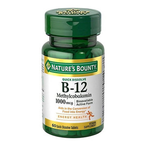 Natures Bounty Vitamin B-12 Methylcobalamin 1000 Mcg Quick Dissolve Tablets, 60 Ea