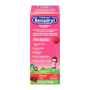 Benadryl Childrens Allergy Relief Elixir, Cherry Flavored - 4 Oz