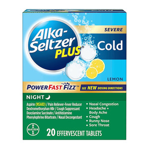 Alka-Seltzer Plus Severe Night Cold Powerfast Fizz Effervescent Tablets - 20 Ct