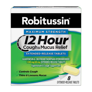 Robitussin Maximum Strength 12 Hour Cough And Mucus Relief Tablets, 8 Ea