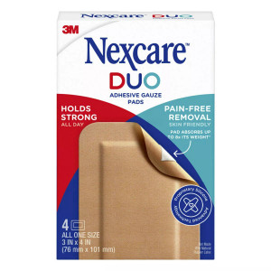 Nexcare Duo Adhesive Gauze Pads - 4 ct