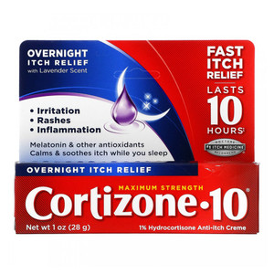 Cortizone 10 Maximum Strength Overnight Itch Relief, Lavender Scent, 1% Hydrocortisone Anti-Itch Creme, 1 Ounce