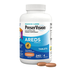 Bausch + Lomb Preservision Areds Eye Vitamin & Mineral Supplement Tablets, 240 Count Bottle