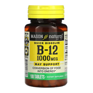 Mason Natural Vitamin B-12 1000Mcg, Dissolves Under Tongue Tablets 100 Ea