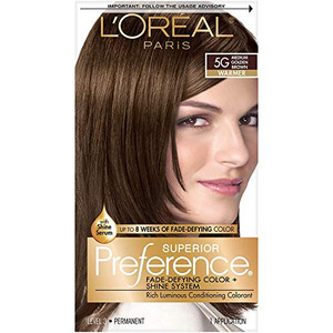 L'Oreal Paris Superior Preference Fade-Defying + Shine Permanent Hair Color, 5G Medium Golden Brown - 1 Ea