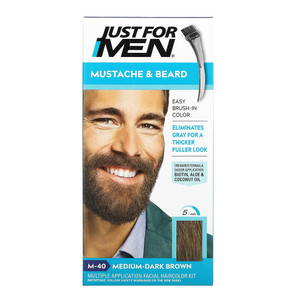 Just For Men Brush In Color Gel For Mustache, Beard And Sideburns, Medim-Dark Brown - 1 Kit