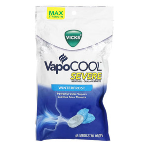 Vicks Vapocool Severe Medicated Throat Drops, Menthol,  45 Ea