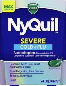 Vicks NyQuil Severe Cold, Flu, & Congestion Medicine, 24 Liquicaps