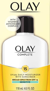 Olay Face Moisturizer, Complete All Day Moisturizer With Sunscreen Broad Spectrum SPF 15 - Sensitive, 4 fl. Oz