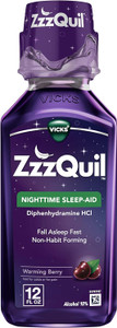 ZzzQuil, Sleep Aid, Nighttime Sleep Aid Liquid, 50 mg Diphenhydramine HCl, Fall Asleep Fast, 12 fl oz