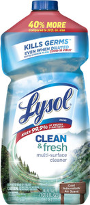 Lysol Multi-Surface Cleaner, Sanitizing and Disinfecting Pour, to Clean and Deodorize, Cool Adirondack Air, 40oz