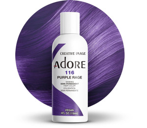 Adore Semi Permanent Hair Color - Vegan and Cruelty-Free Hair Dye - 4 Fl Oz - 116 Purple Rage