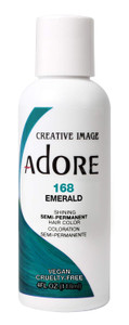 Adore Semi Permanent Hair Color - Vegan and Cruelty-Free Hair Dye - 4 Fl Oz - 168 Emerald