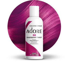 Adore Semi Permanent Hair Color - Vegan and Cruelty-Free Hair Dye - 4 Fl Oz - 086 Raspberry Twist