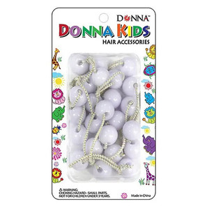 Donna Kids Ponytail Ball Bands in White for Fun Hairstyles, 12 Ea