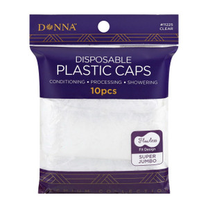 Donna Disposable Plastic Caps in Clear for Hair Treatments, 10 Ea