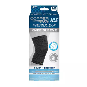 Copper Fit ICE Knee Sleeve Infused with Cooling Action and Menthol S M Size, 1 Ea