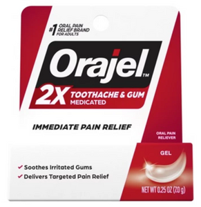 Orajel Instant Pain Relief Gel, 2x Strength, 0.25 oz