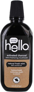 Hello Activated Charcoal Natural Fresh Mint Mouthwash 16 Fl Oz