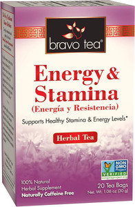 Bravo Tea Energy and Stamina Caffeine Free Tea, 20 Ea