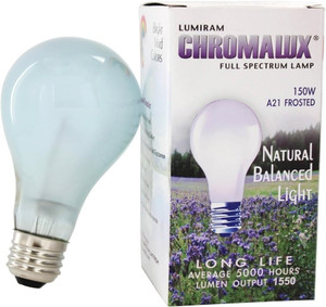 Chromalux Full Spectrum Lamp 150W Frosted for Bright Lighting, 1 Ea
