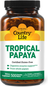 Country Life Natural Tropical Papaya Enzymes for Digestive Aid and Comfort, 500 Ea