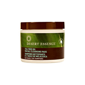 Desert Essence Tea Tree Oil Facial Cleansing Pads for Acne Prone Skin, 50 Ea