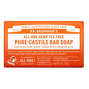Dr. Bronner's Hemp Tea Tree Bar Soap for Antiseptic Properties, 5 oz