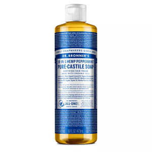 Dr. Bronner's Peppermint Pure Castile Soap for Invigorating Wash, 16 oz
