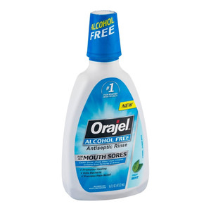 Orajel Alcohol-Free Antiseptic Mouth Sore Rinse, Fresh Mint 16 Oz