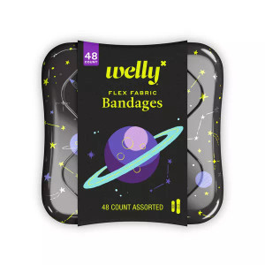 Welly Kid'S Flex Fabric Bandages Space - 48Ct