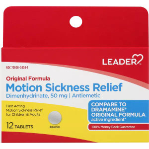 Leader Motion Sickness Relief 50mg Tablets - 12 EA
