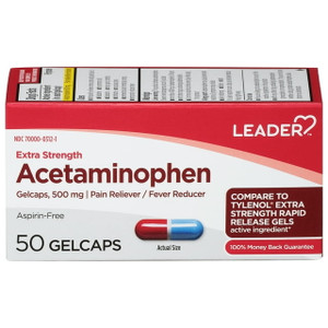 Leader Acetaminophen Rapid Release Gel cap 500mg - 50ct