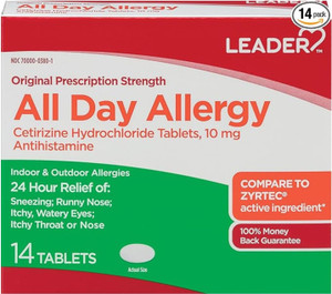 Leader All Day Allergy Cetirizine 10mg Tablets - 14ct
