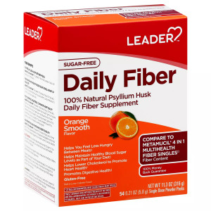 Leader Sugar-Free Single Dose Powder Orange Flavor Daily Fiber - 54 ea