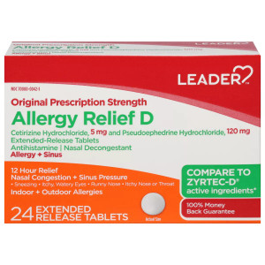 Leader Original Prescription Strength Allergy Relief D - 24 Tablets